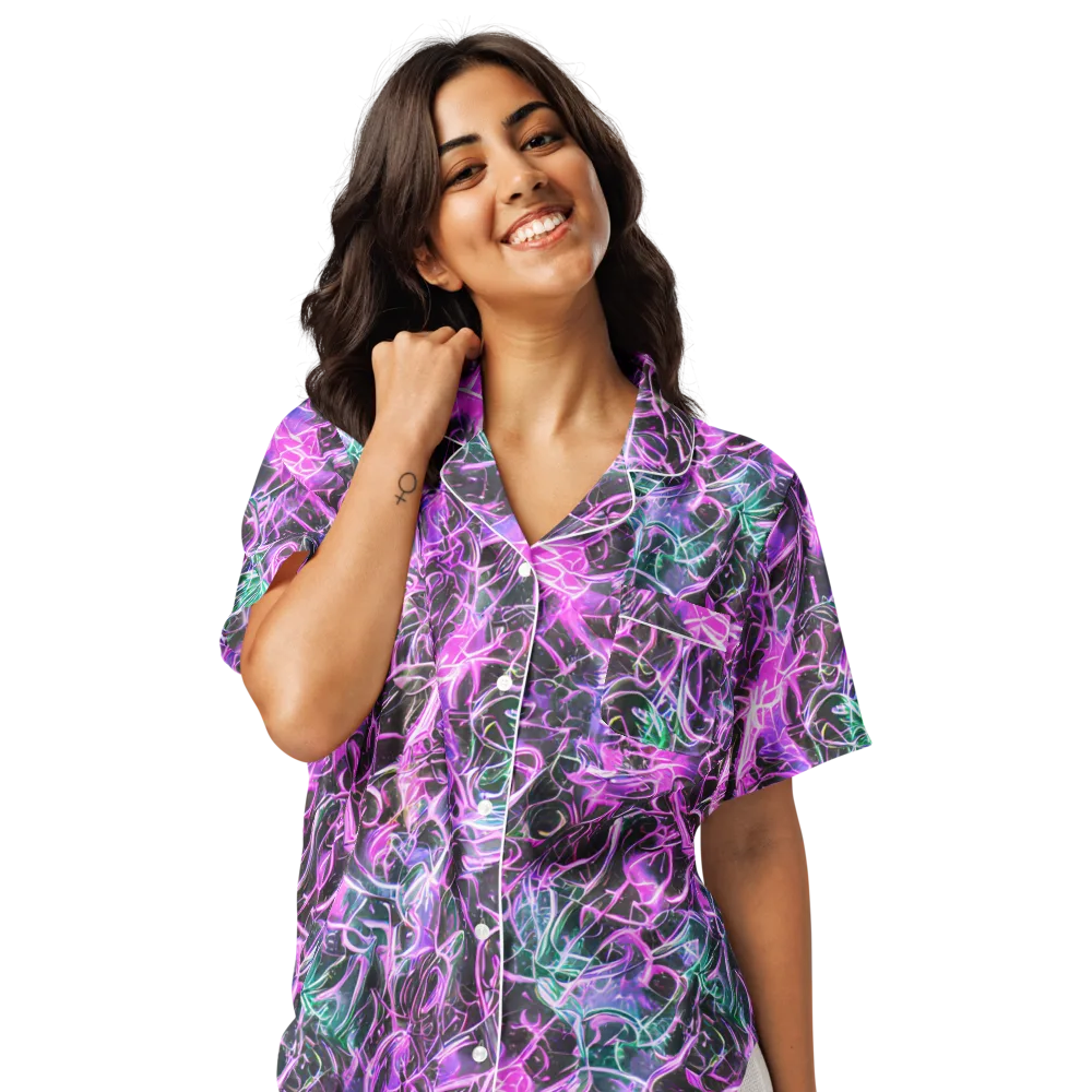 Magenta Maze on Women's Short Sleeve Pajama Top — Front