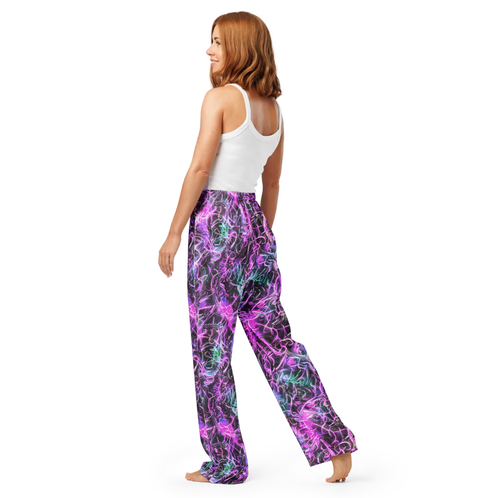 Magenta Maze on Women's Pajama Pants — Back