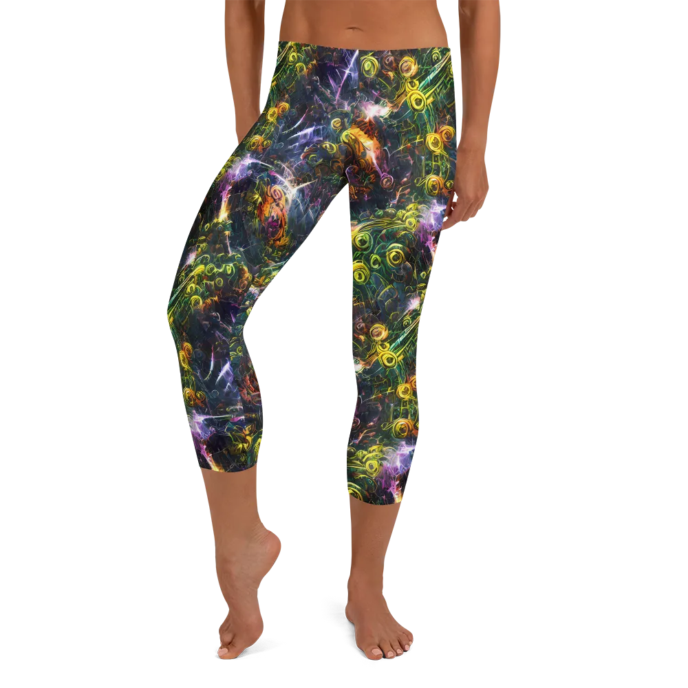 Midnight Vines on Capri Leggings — Front