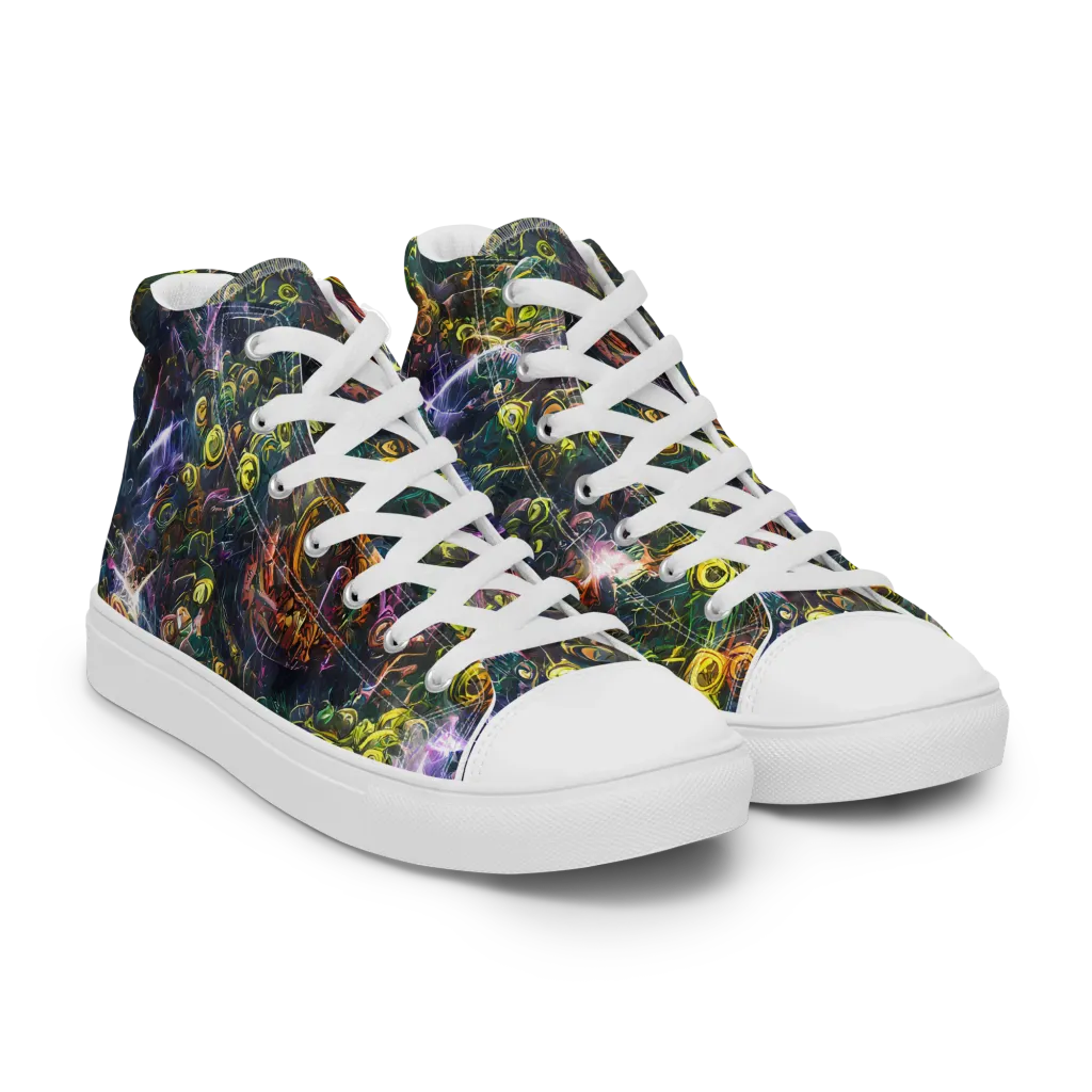Midnight Vines on Men's High Top Canvas Shoes — Right Front