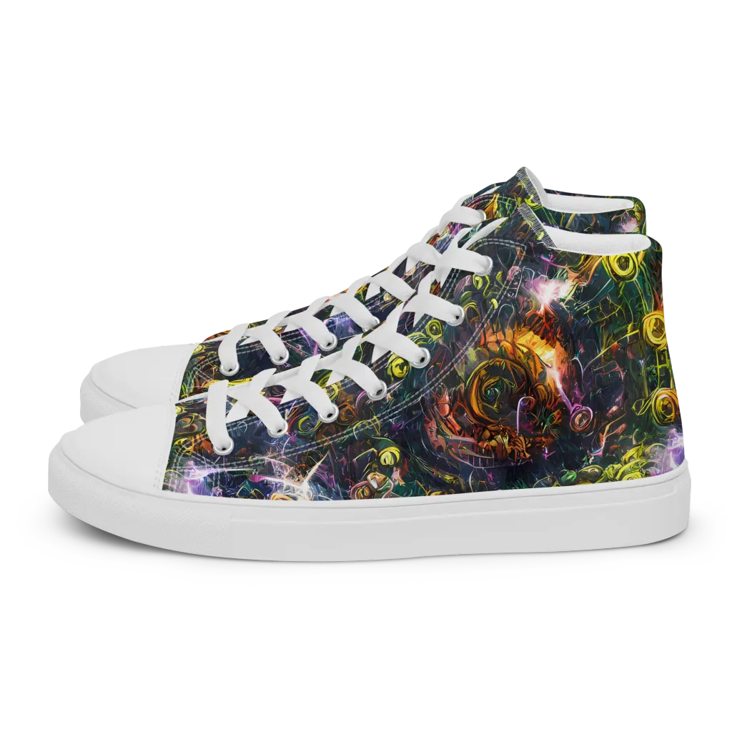 Midnight Vines on Men's High Top Canvas Shoes — Left
