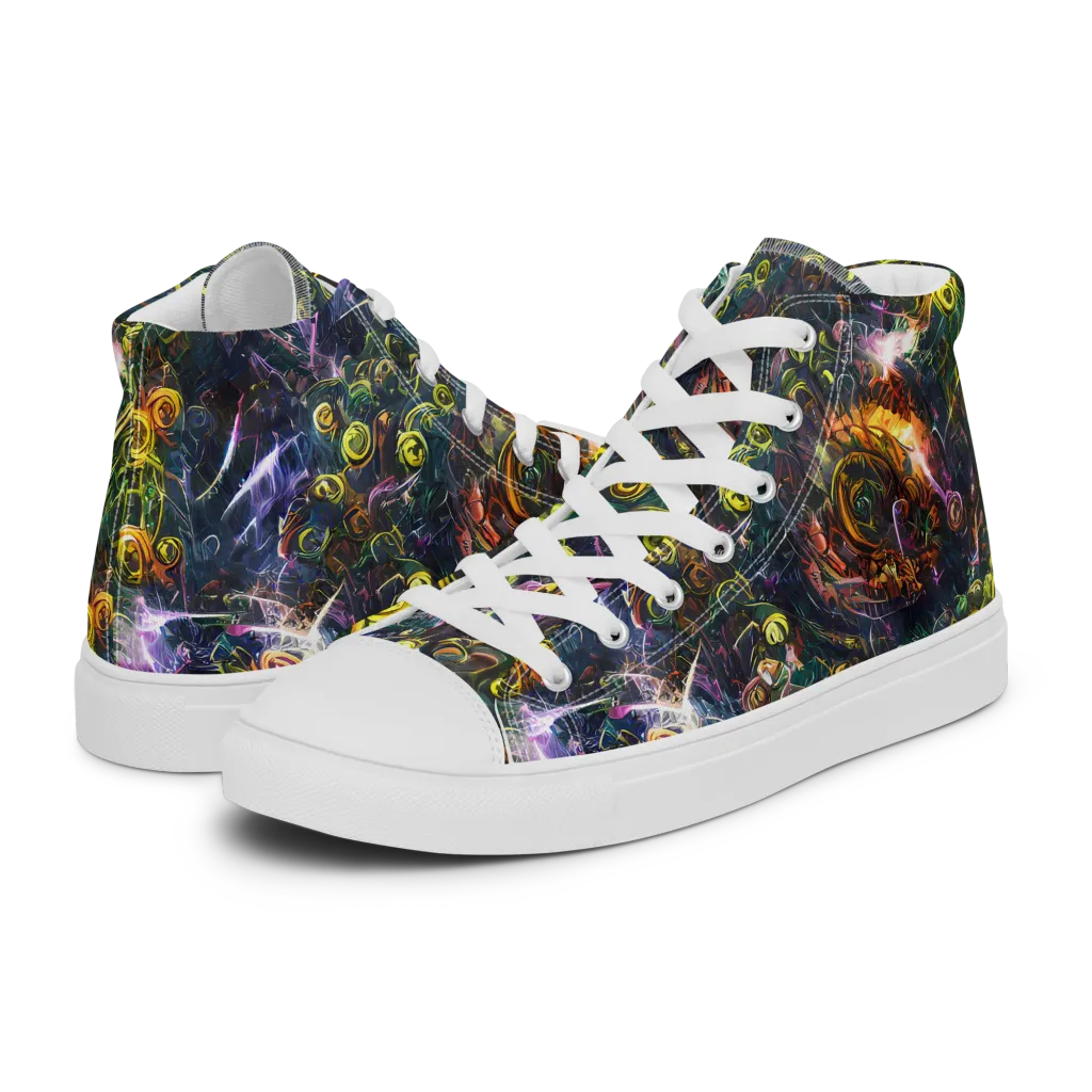 Midnight Vines on Men's High Top Canvas Shoes — Left