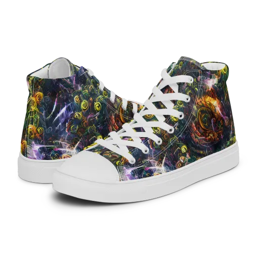 Midnight Vines on a Men's High Top Canvas Shoes