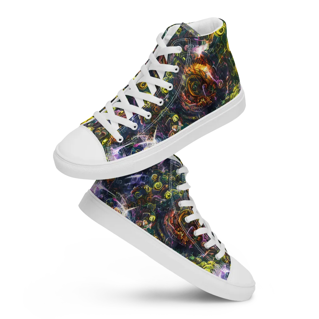 Midnight Vines on Men's High Top Canvas Shoes — Front