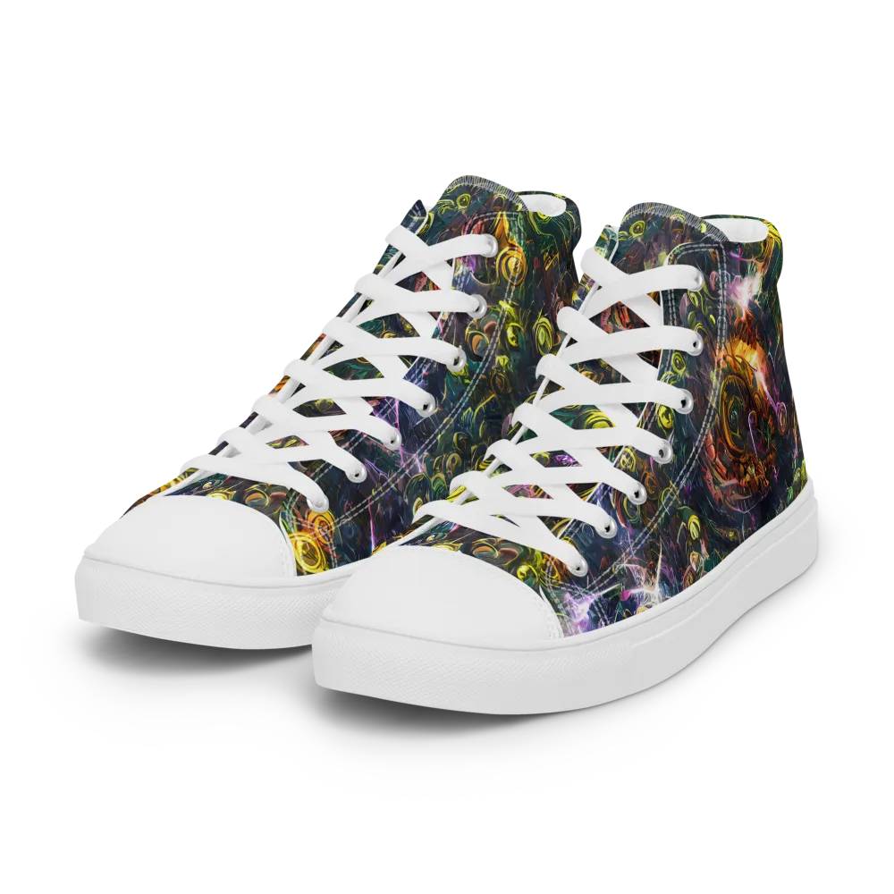 Midnight Vines on Women's High Top Canvas Shoes — Left Front