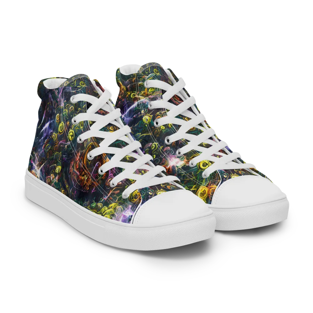 Midnight Vines on Women's High Top Canvas Shoes — Right Front