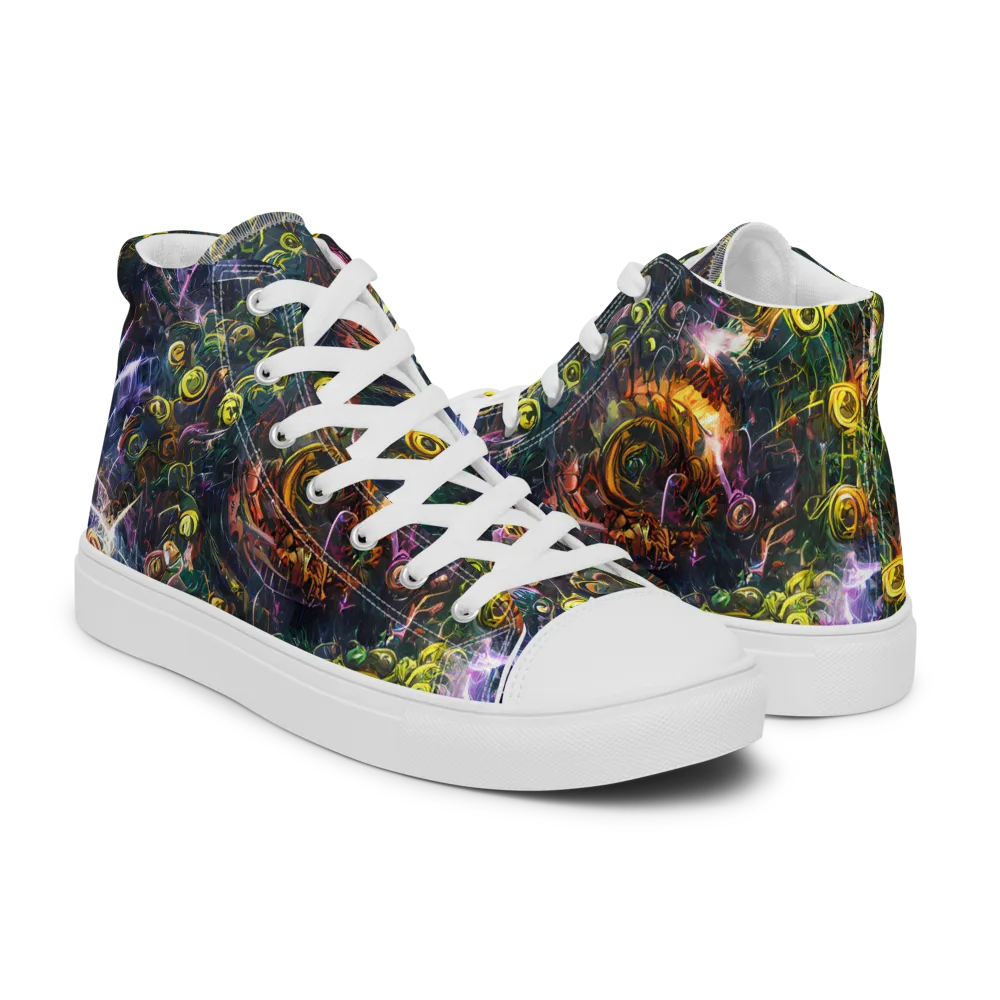 Midnight Vines on Women's High Top Canvas Shoes — Right