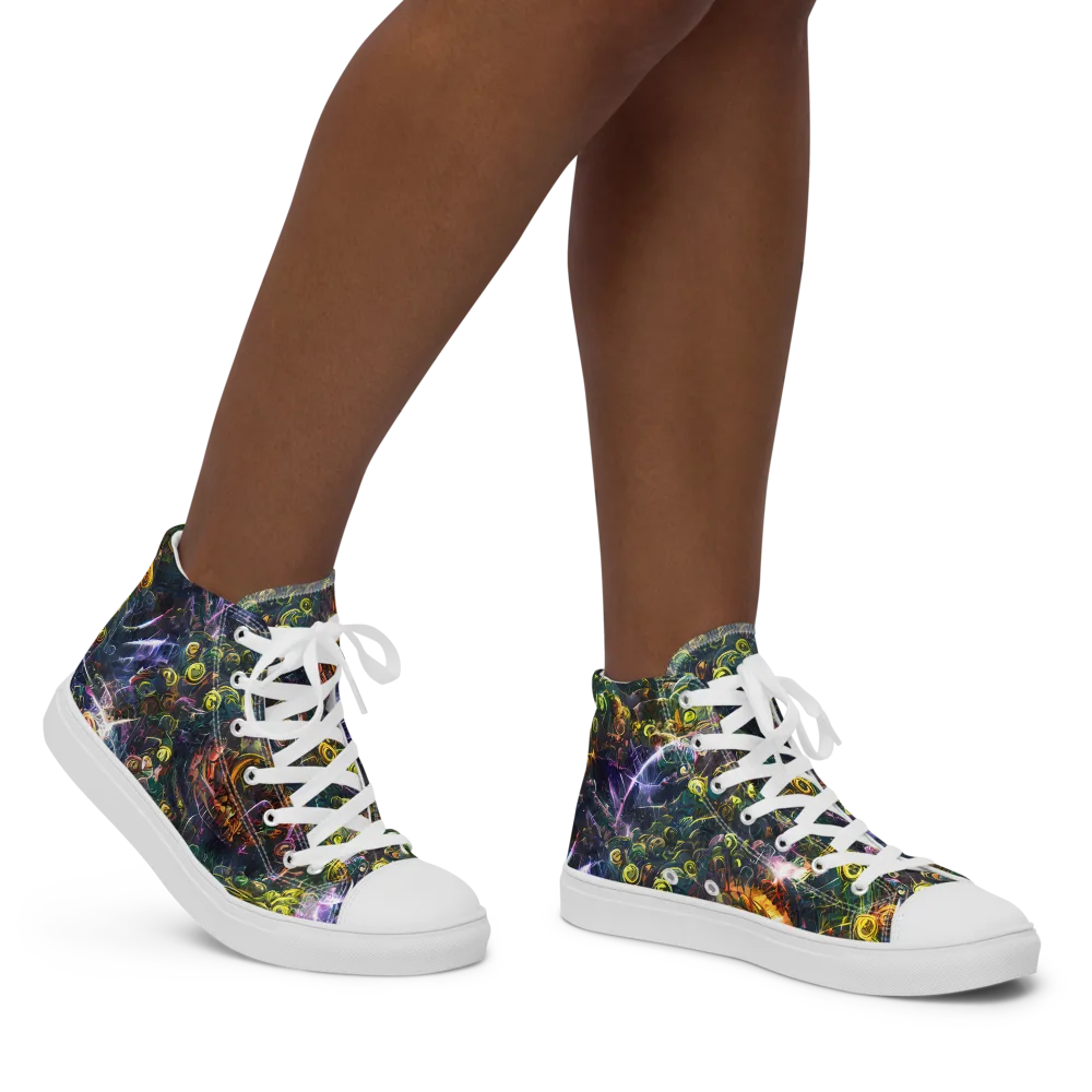 Midnight Vines on Women's High Top Canvas Shoes — Right
