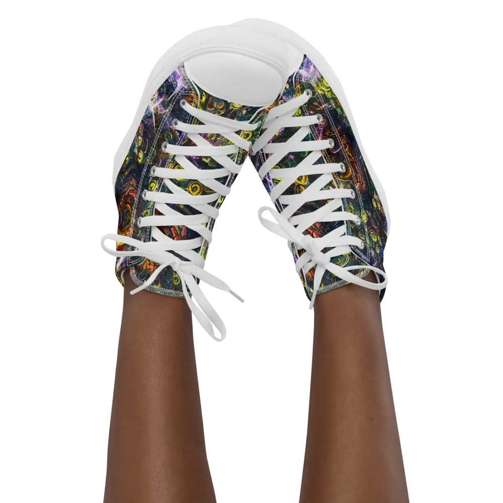 Midnight Vines on Women's High Top Canvas Shoes — Front