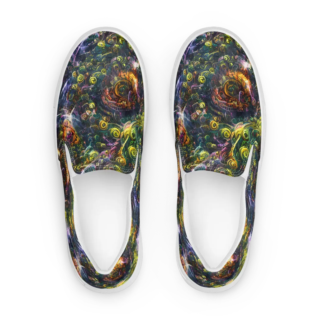 Midnight Vines on Men's Slip-On Canvas Shoes — Front