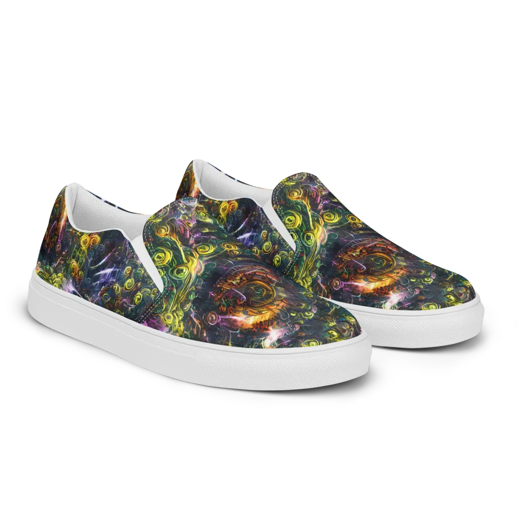 Midnight Vines on Men's Slip-On Canvas Shoes — Right Front