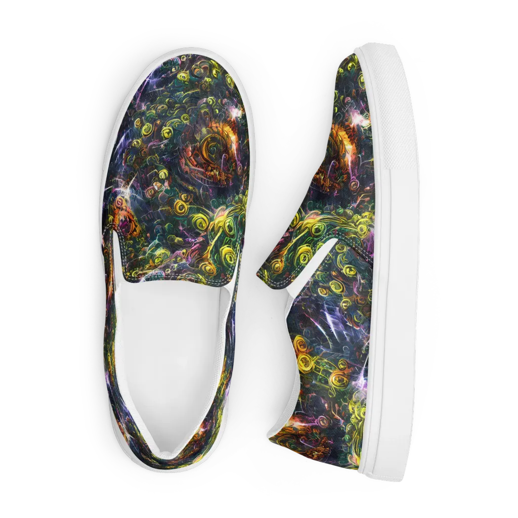 Midnight Vines on Men's Slip-On Canvas Shoes — Front