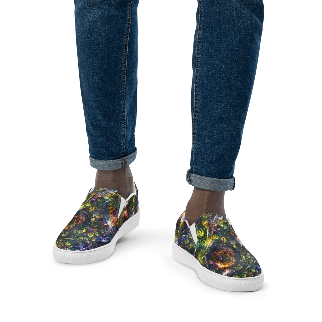 Midnight Vines on Men's Slip-On Canvas Shoes — Front