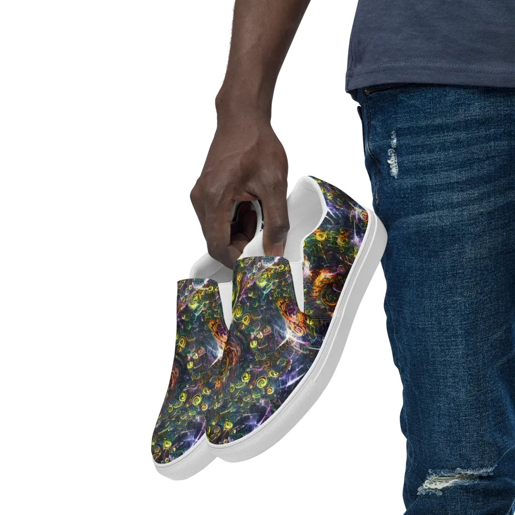 Midnight Vines on Men's Slip-On Canvas Shoes — Left Front