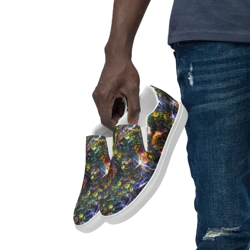 Midnight Vines on a Men's Slip-On Canvas Shoes