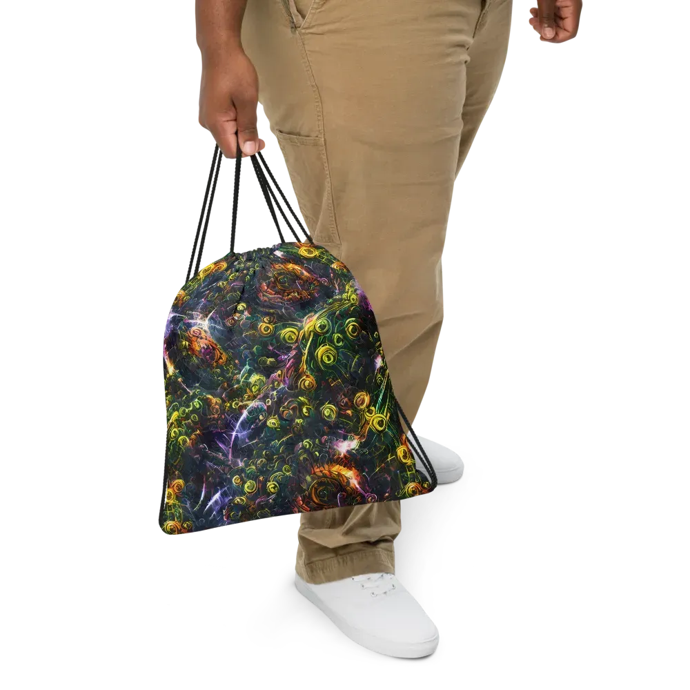 Midnight Vines on Drawstring Bag — Front