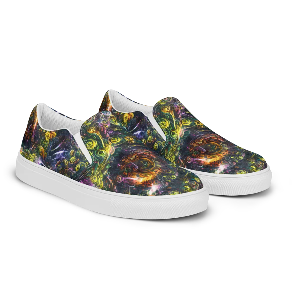 Midnight Vines on Women's Slip-On Canvas Shoes — Right Front