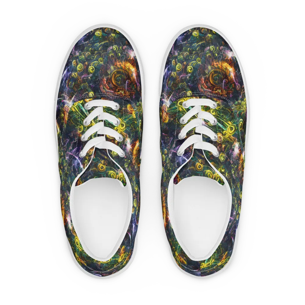 Midnight Vines on Men's Lace-Up Canvas Shoes — Front