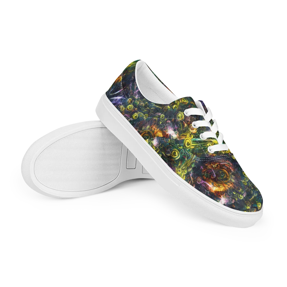 Midnight Vines on Men's Lace-Up Canvas Shoes — Right Front