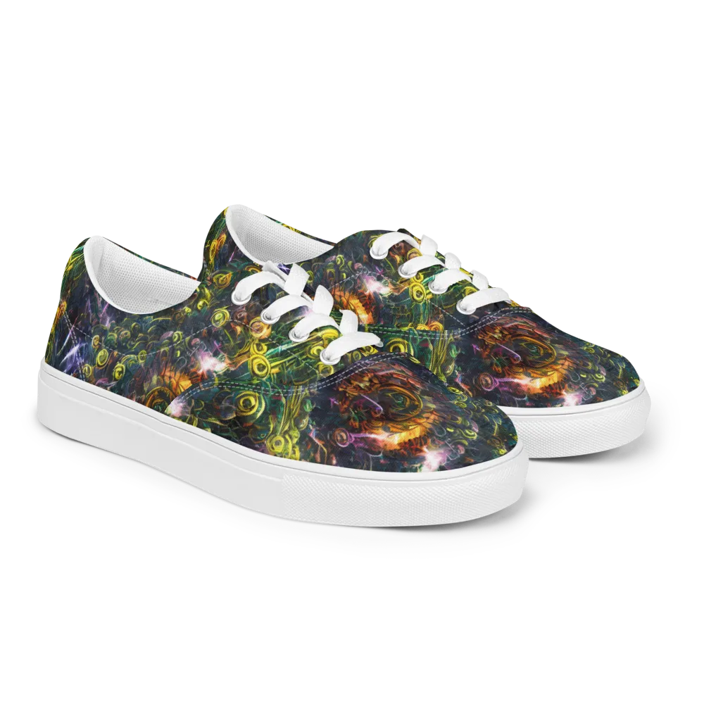 Midnight Vines on Men's Lace-Up Canvas Shoes — Right Front