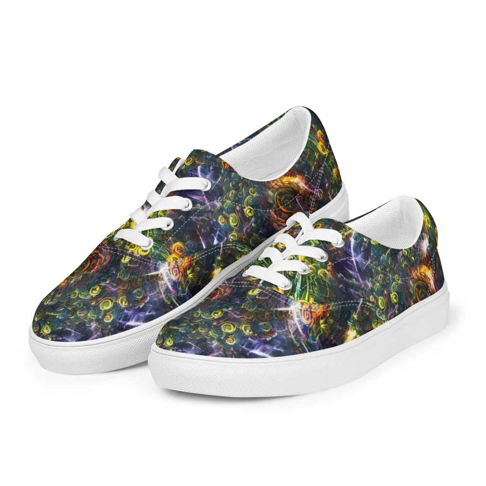 Midnight Vines on Men's Lace-Up Canvas Shoes — Left Front