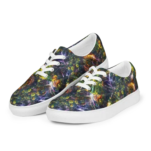 Midnight Vines on a Men's Lace-Up Canvas Shoes