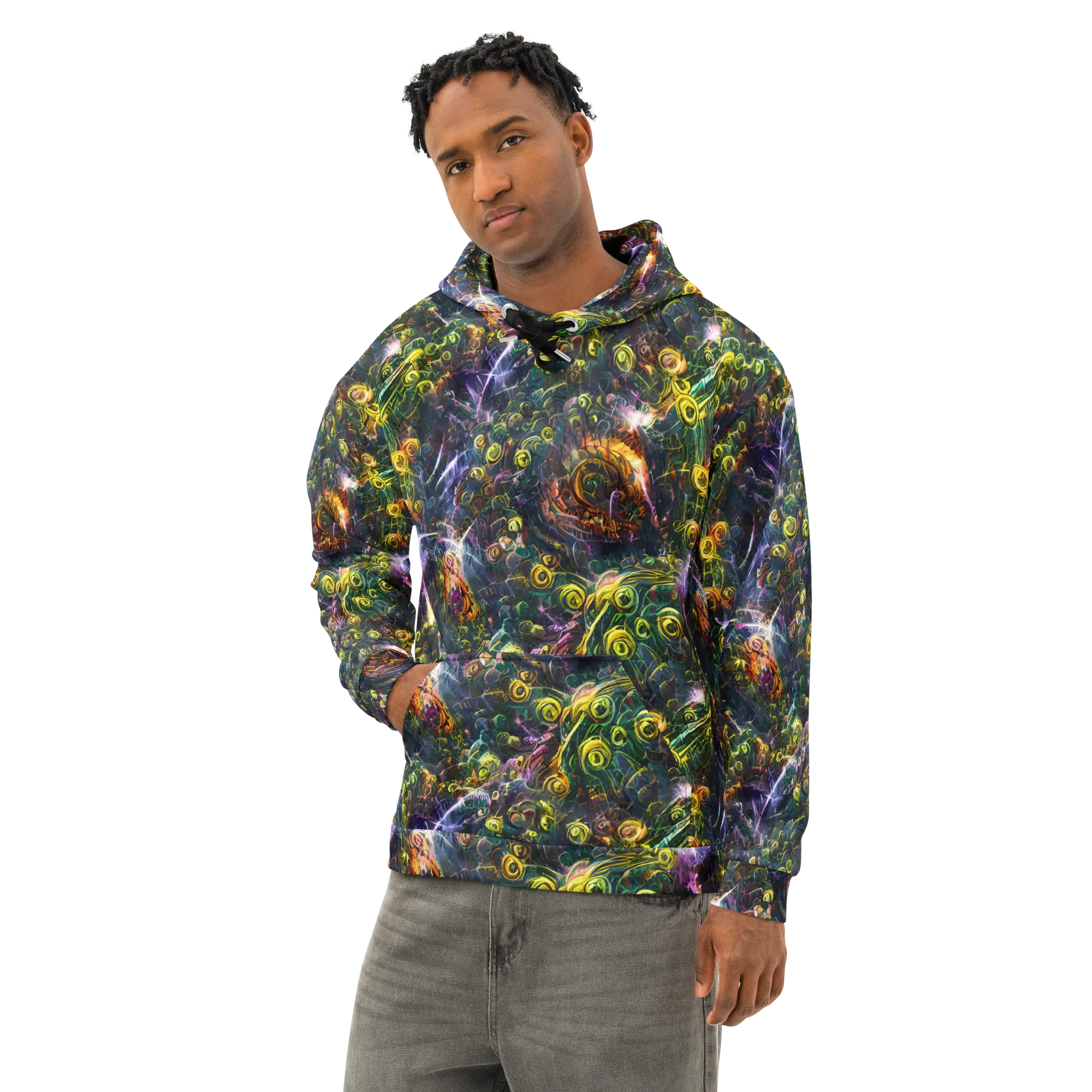 Midnight Vines on Cotton Hoodie — Left Front