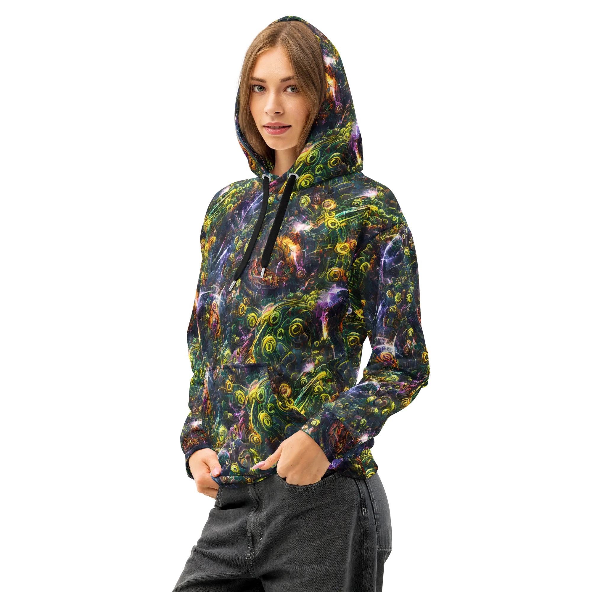 Midnight Vines on Cotton Hoodie — Left Front