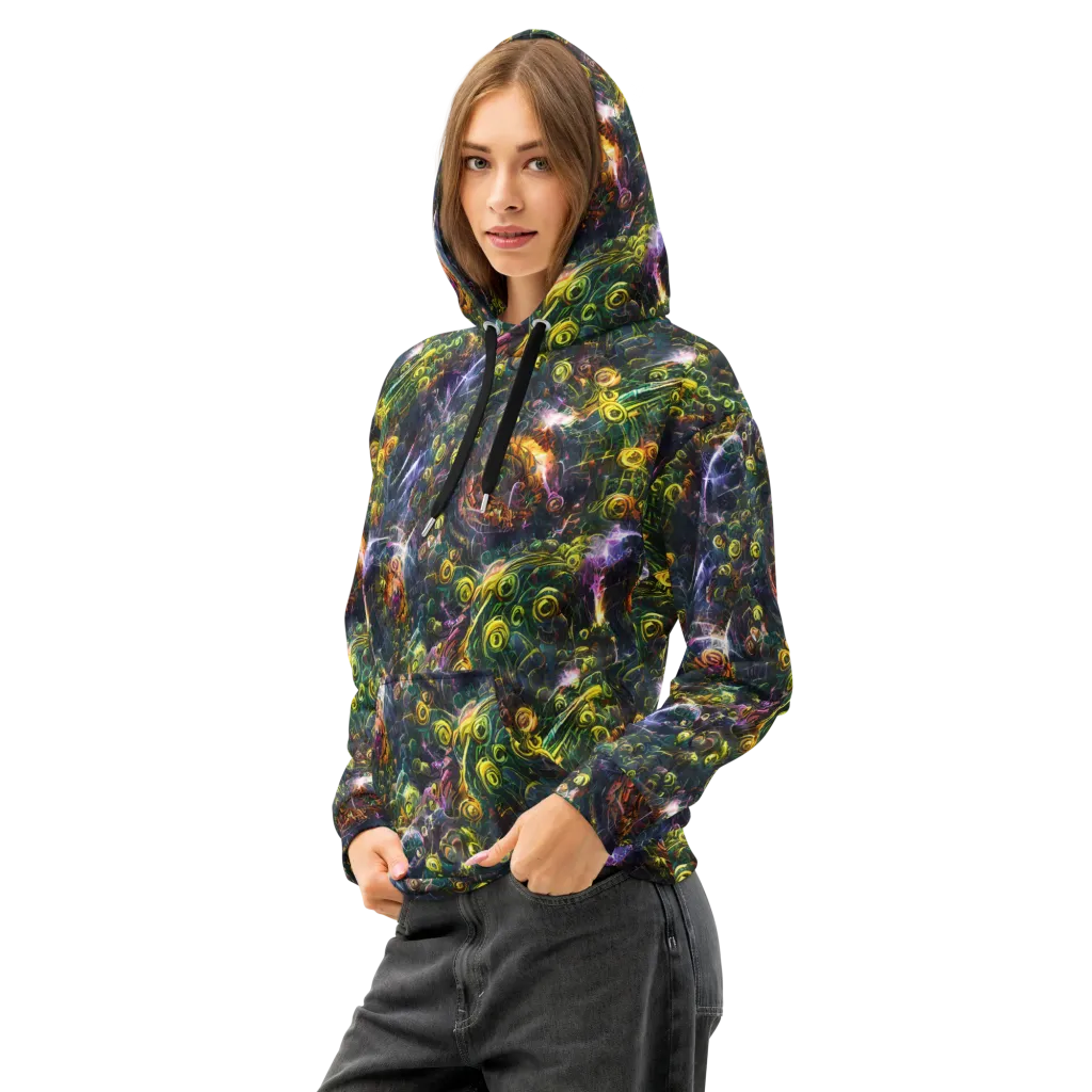 Midnight Vines on Cotton Hoodie — Left Front