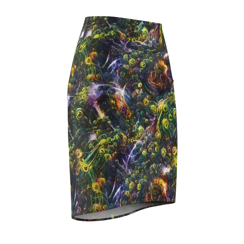 Midnight Vines on Pencil Skirt — Front Side
