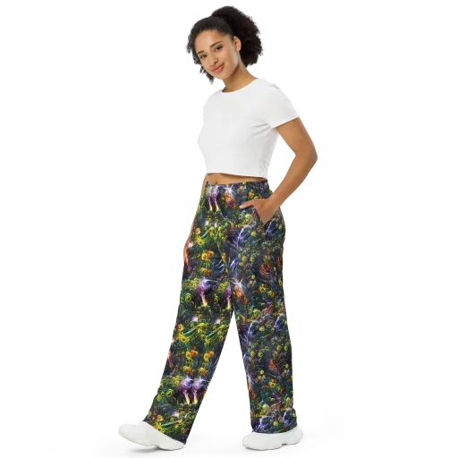 Midnight Vines on a Wide-Leg Pants