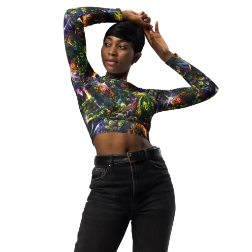 Midnight Vines on a Long Sleeve Crop Top
