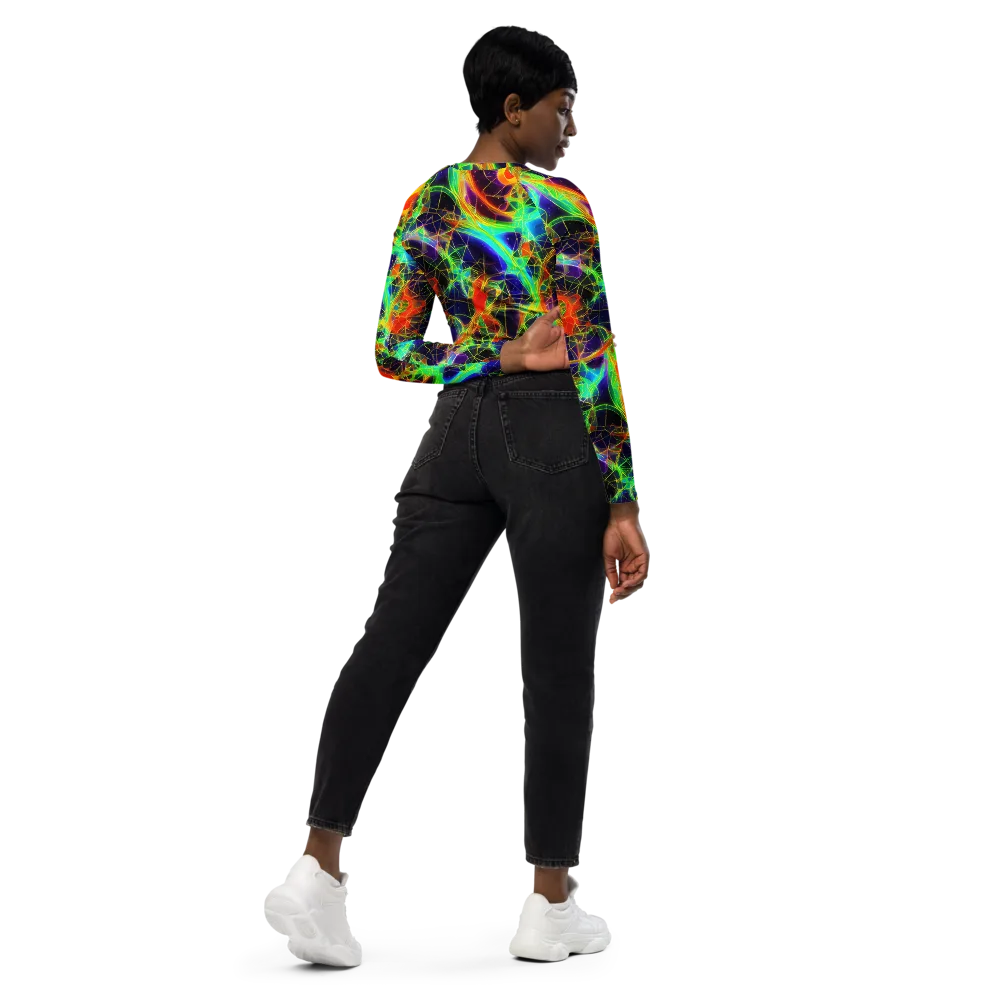 Pirie Pulse on Long Sleeve Crop Top — Right Back