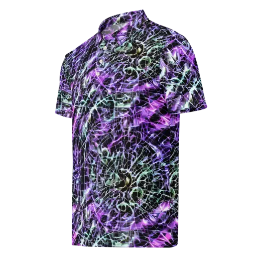 Spectral Circuitry on a Men's Slim Fit Polo Shirt