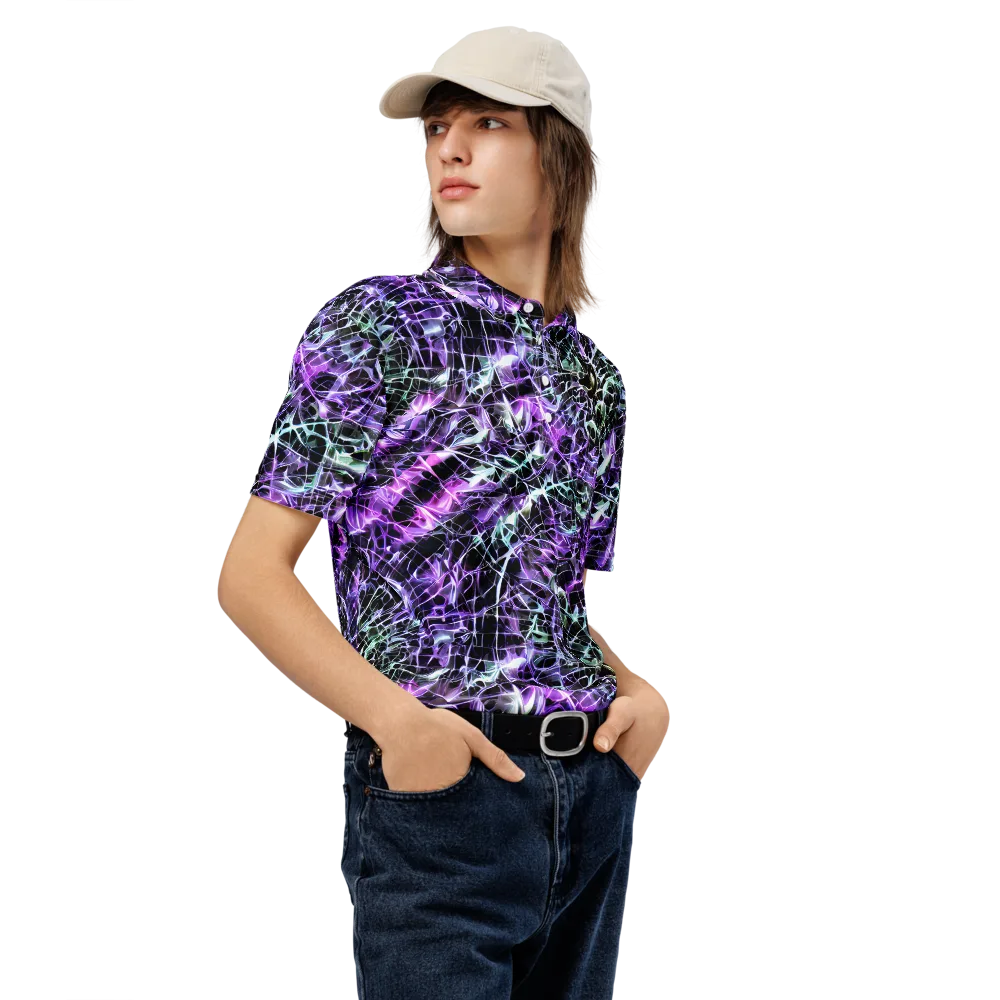 Spectral Circuitry on Men's Slim Fit Polo Shirt — Right Front