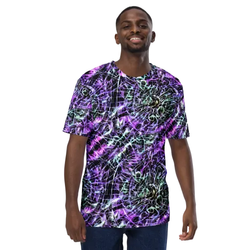 Spectral Circuitry on a Men's Crew Neck T-Shirt