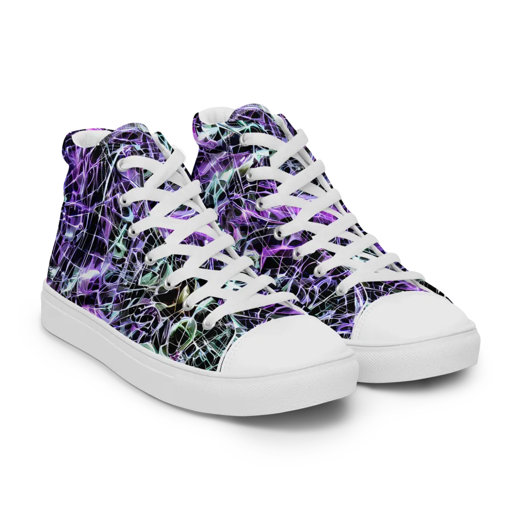 Spectral Circuitry on Men's High Top Canvas Shoes — Right Front