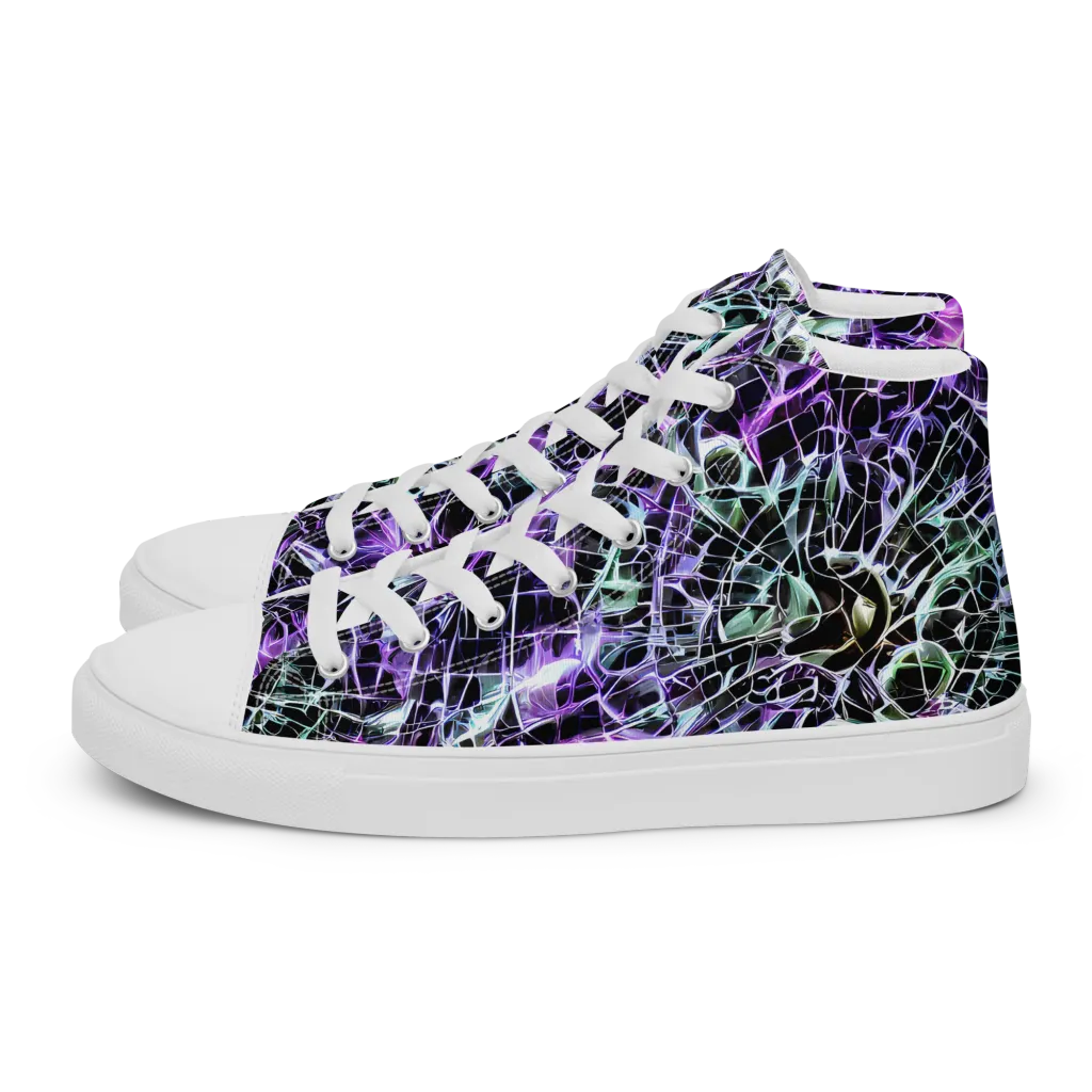 Spectral Circuitry on Men's High Top Canvas Shoes — Left