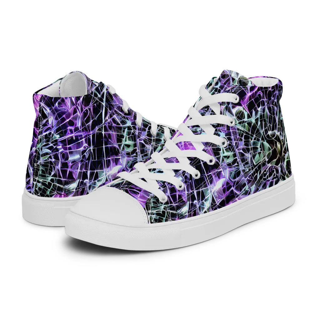 Spectral Circuitry on Men's High Top Canvas Shoes — Left