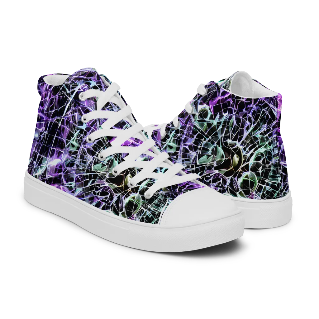Spectral Circuitry on Men's High Top Canvas Shoes — Right