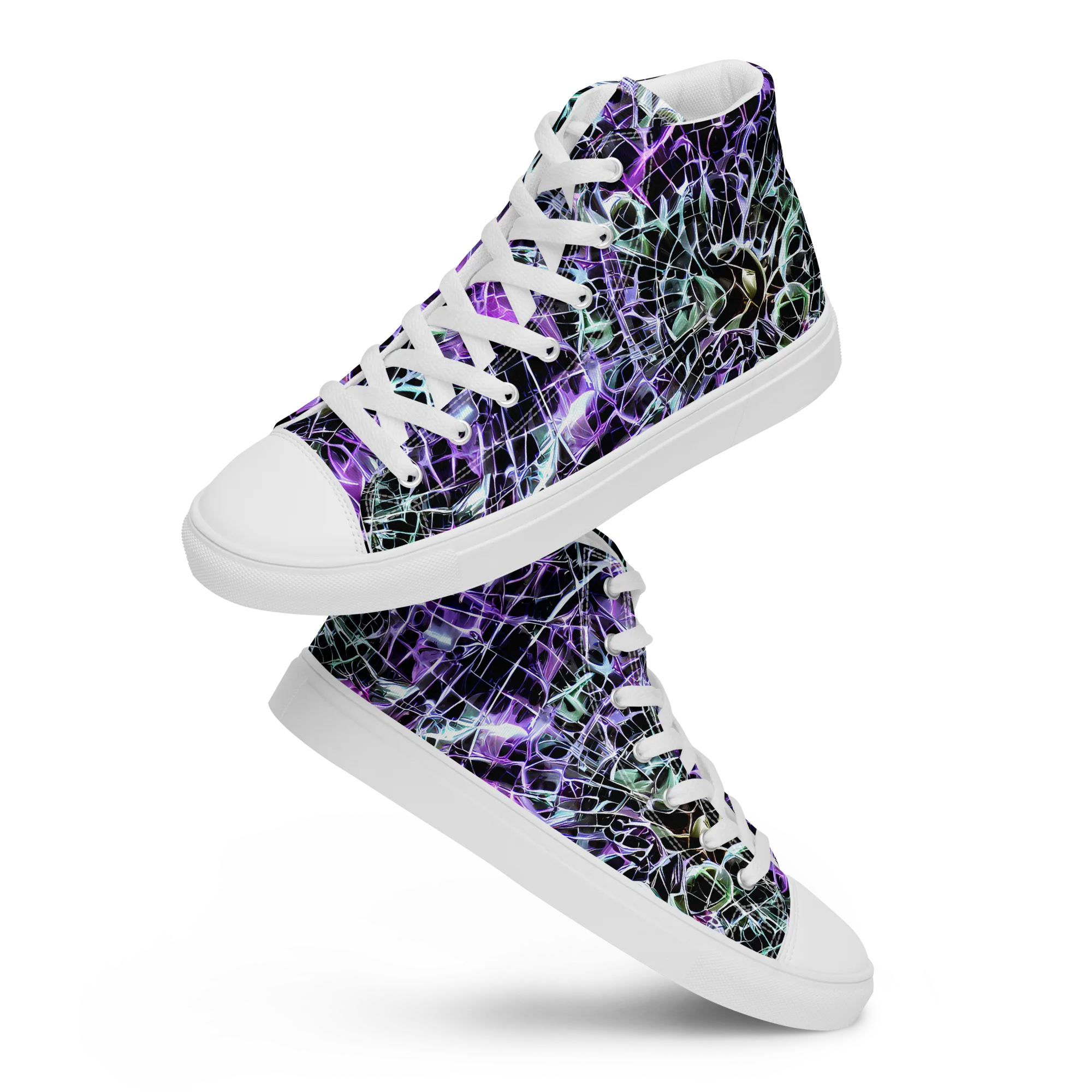Spectral Circuitry on Men's High Top Canvas Shoes — Front