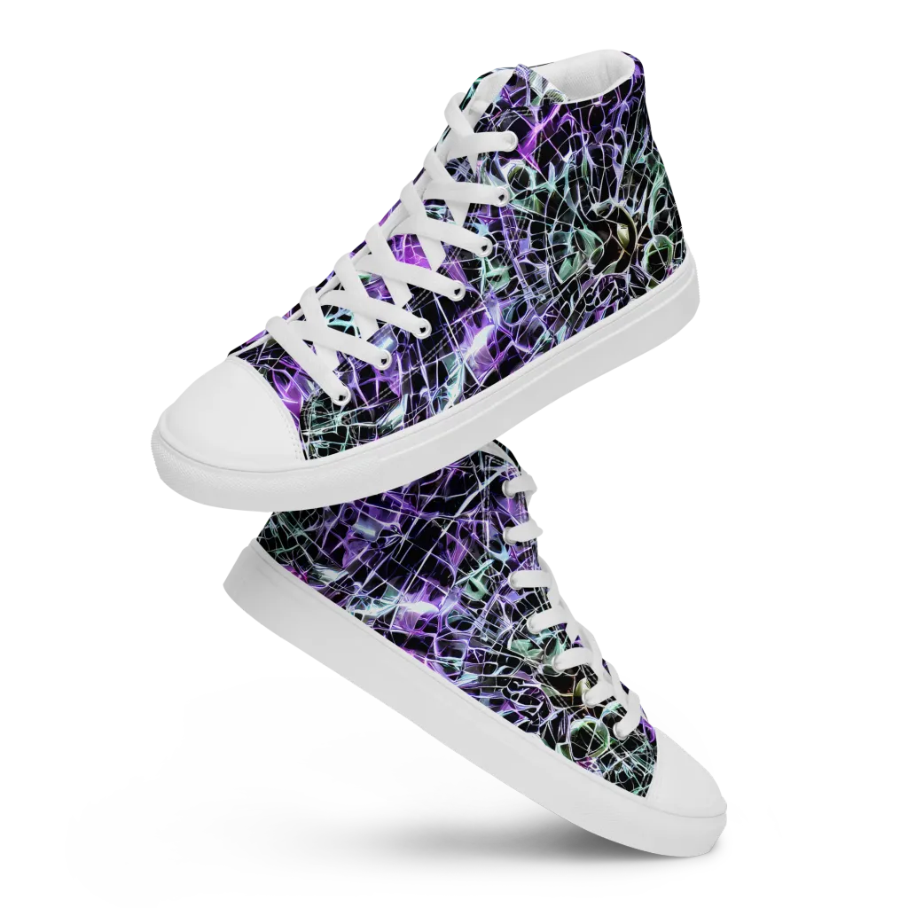 Spectral Circuitry on Men's High Top Canvas Shoes — Front