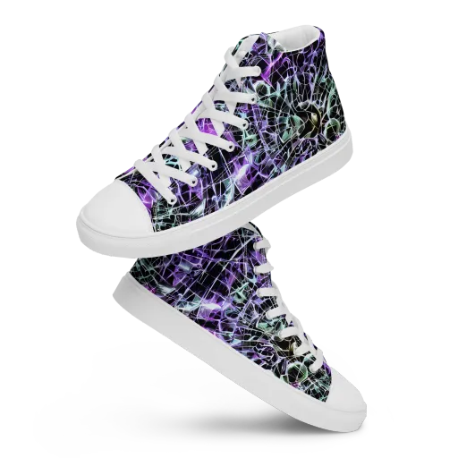 Spectral Circuitry on a Men's High Top Canvas Shoes
