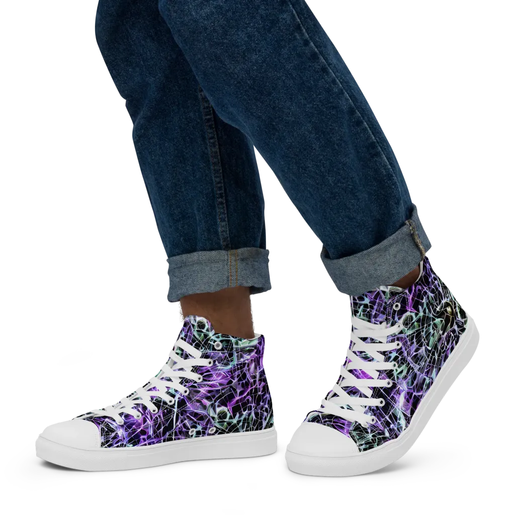 Spectral Circuitry on Men's High Top Canvas Shoes — Left