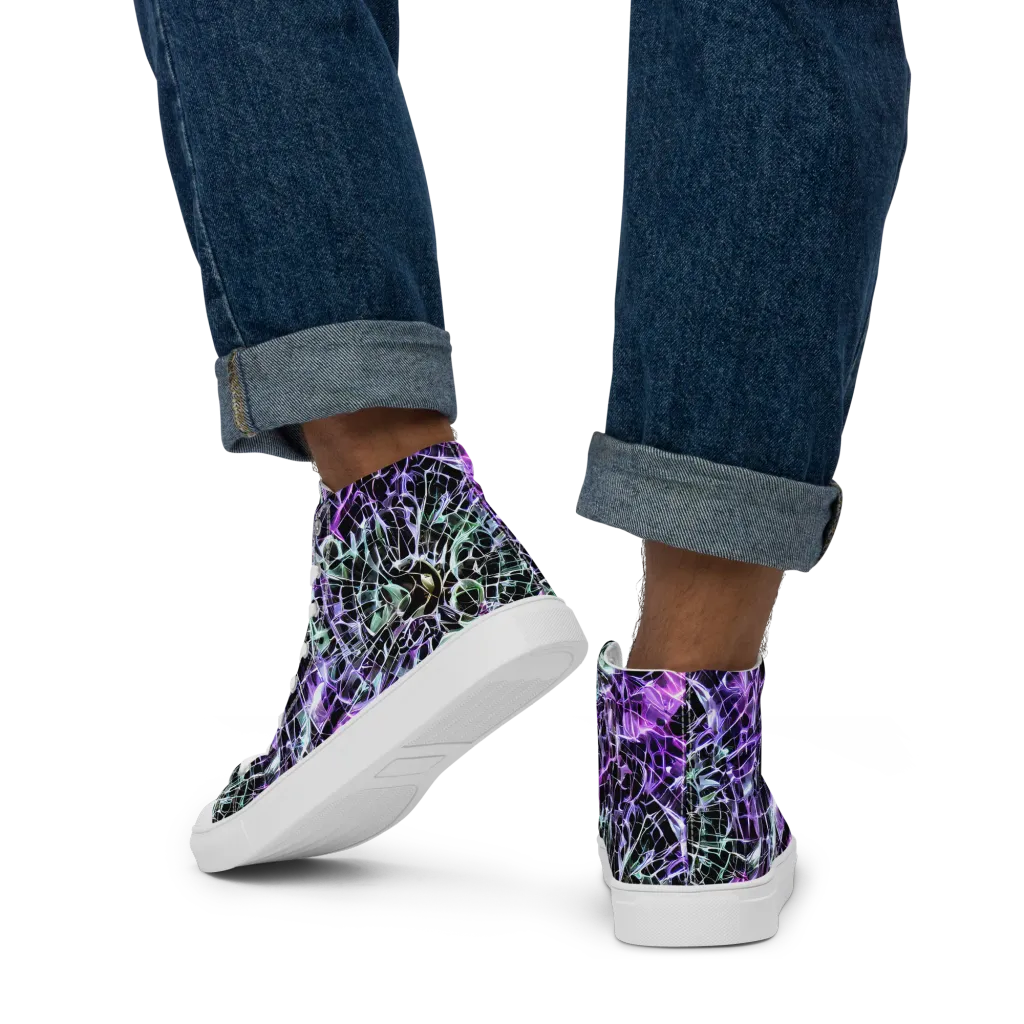 Spectral Circuitry on Men's High Top Canvas Shoes — Back