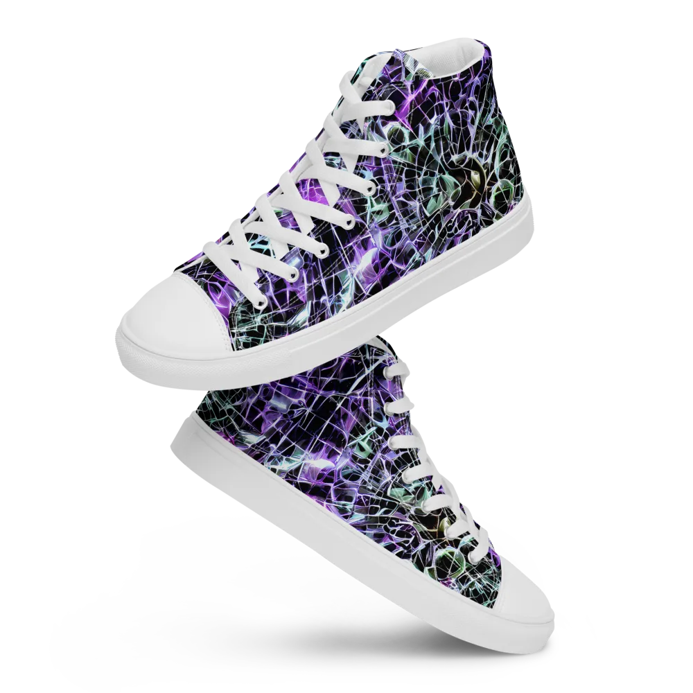 Spectral Circuitry on Women's High Top Canvas Shoes — Front