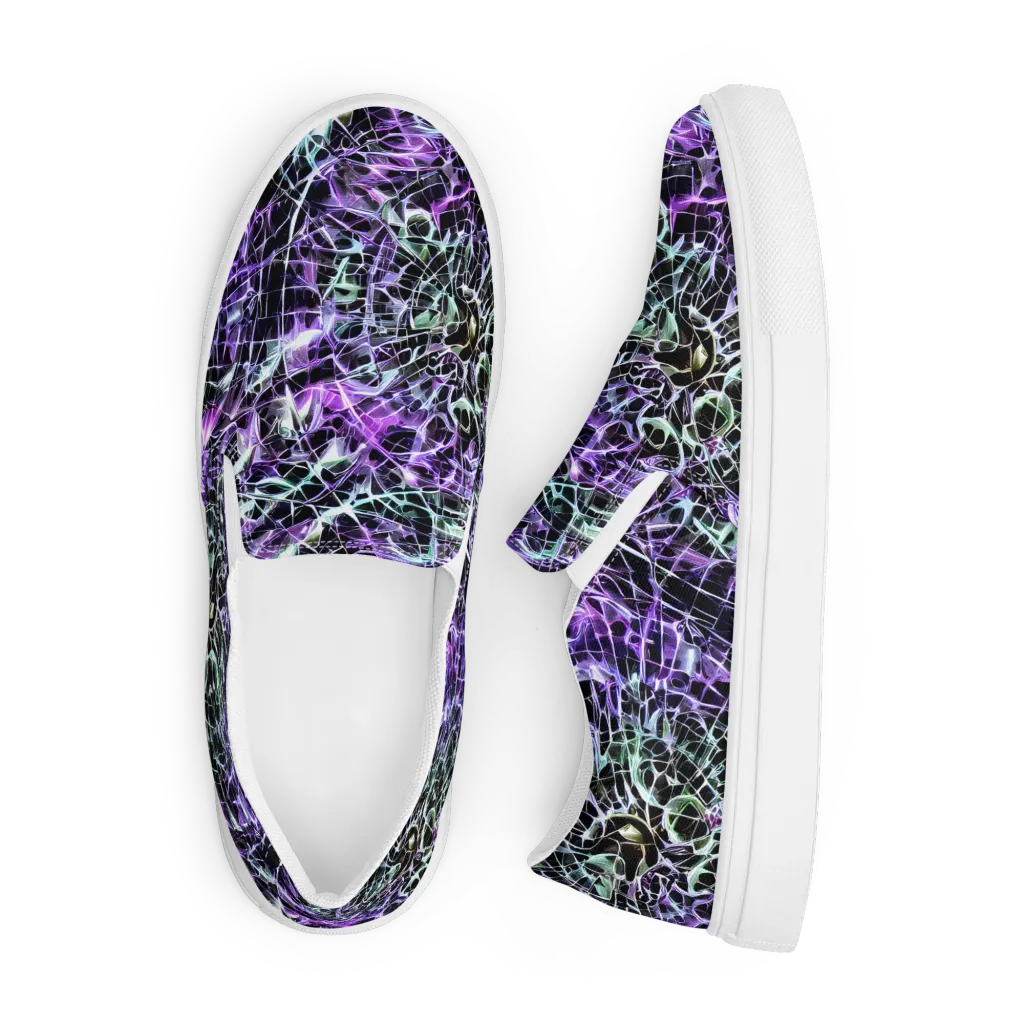 Spectral Circuitry on Men's Slip-On Canvas Shoes — Front