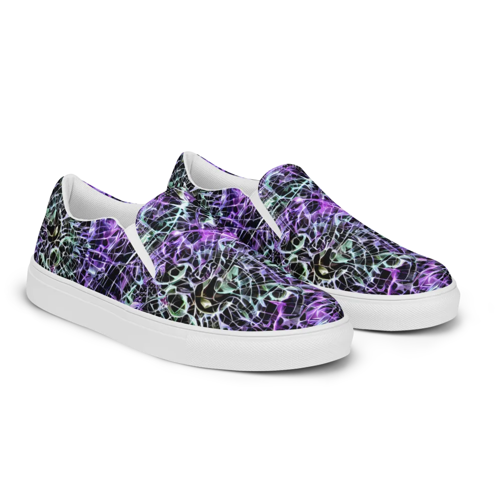 Spectral Circuitry on Women's Slip-On Canvas Shoes — Right Front
