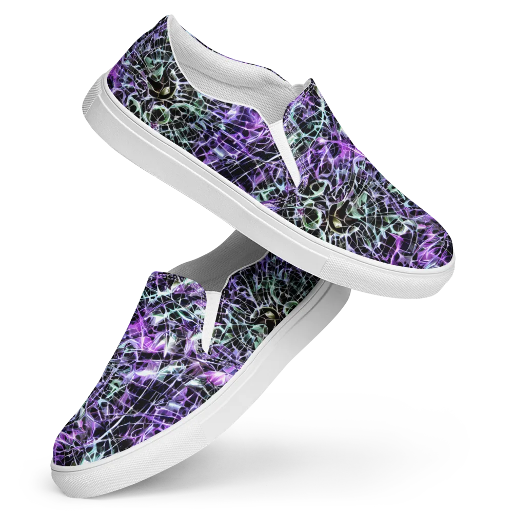 Spectral Circuitry on Women's Slip-On Canvas Shoes — Front