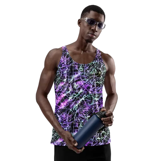 Spectral Circuitry on a Men's Tank Top